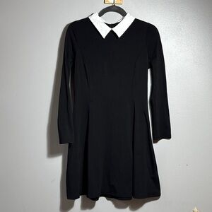 Black Long Sleeve Dress Stretchy Wednesday Costume Peter Pan Collar